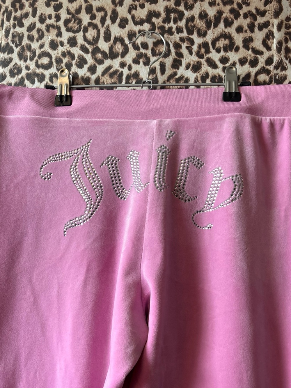 Juicy Couture Pink Rhinestone Logo Velour pants
